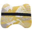 Ochre yellow and grey abstract Head Support Cushion View2