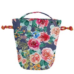 Watercolour Floral  Drawstring Bucket Bag by charliecreates