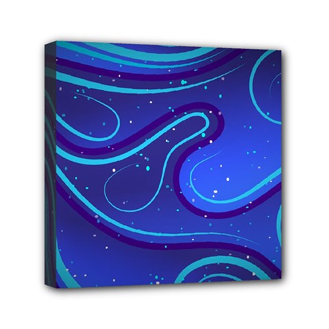 Wavy Abstract Blue Mini Canvas 6  X 6  (stretched) by Pakrebo