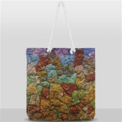 Texture Stone Structure Pattern Full Print Rope Handle Tote (large) by Pakrebo