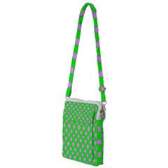 Modern Pink Flowers  On Green Multi Function Travel Bag by BrightVibesDesign