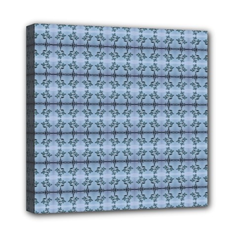 Cute Flowers Pattern Pastel Blue Mini Canvas 8  X 8  (stretched) by BrightVibesDesign
