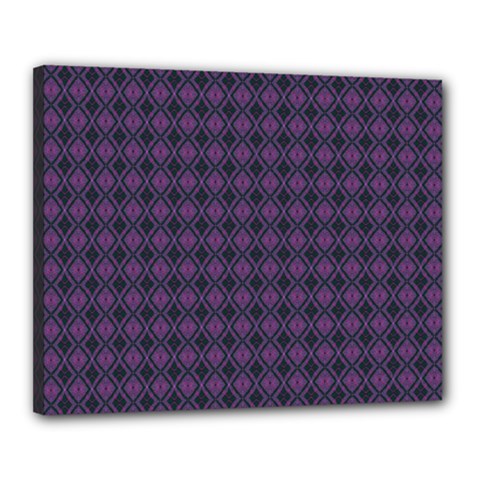 Argyle Dark Pink Black Pattern Canvas 20  X 16  (stretched) by BrightVibesDesign
