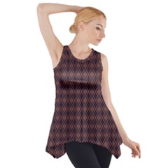 Argyle Dark Purple Yellow Pattern Side Drop Tank Tunic by BrightVibesDesign