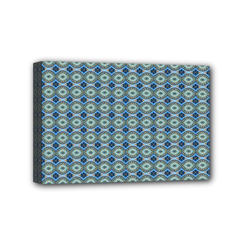 Ornate Oval  Pattern Blue Orange Mini Canvas 6  X 4  (stretched) by BrightVibesDesign