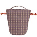 Ornate Oval Pattern Brown Blue Drawstring Bucket Bag View1