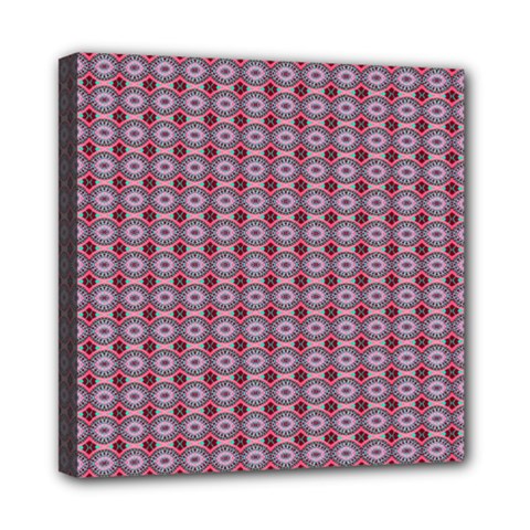 Ornate Oval  Pattern Red Pink Mini Canvas 8  X 8  (stretched) by BrightVibesDesign