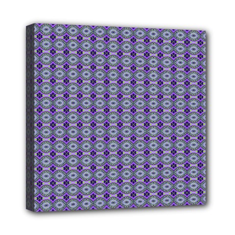 Ornate Oval Pattern Purple Green Mini Canvas 8  X 8  (stretched) by BrightVibesDesign