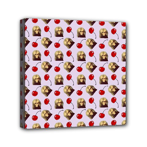 Doll And Cherries Pattern Mini Canvas 6  X 6  (stretched) by snowwhitegirl
