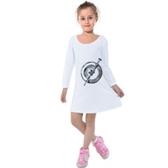 Pushed The Right Button Kids  Long Sleeve Velvet Dress by WensdaiAmbrose