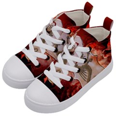 Wonderful Chinese Dragon With Flowers On The Background Kids  Mid-top Canvas Sneakers by FantasyWorld7