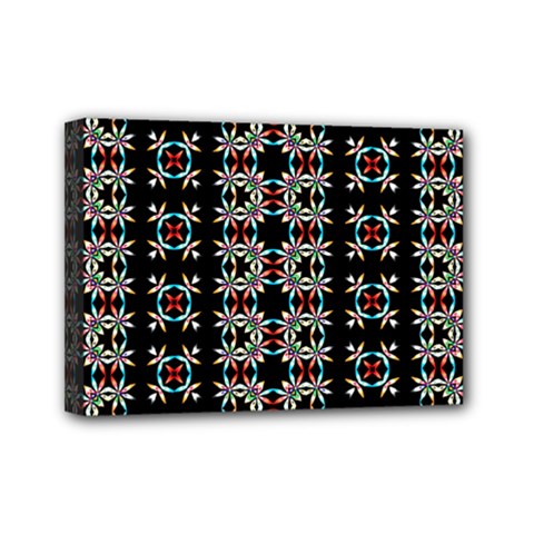 Pattern Black Background Texture Mini Canvas 7  X 5  (stretched) by Nexatart