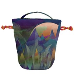 Mountains Abstract Mountain Range Drawstring Bucket Bag by Nexatart