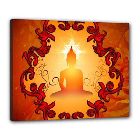 Buddah With Light Effect Canvas 20  X 16  (stretched) by FantasyWorld7