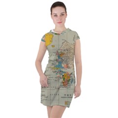 World Map Vintage Drawstring Hooded Dress by BangZart