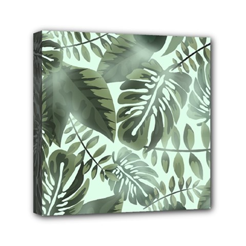 Medellin Leaves Tropical Jungle Mini Canvas 6  X 6  (stretched) by Pakrebo