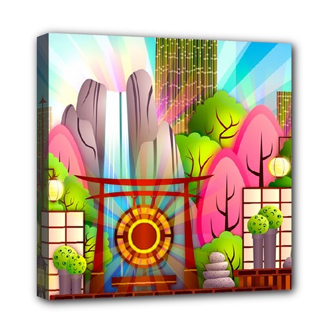 Zen Garden Japanese Nature Garden Mini Canvas 8  X 8  (stretched) by Pakrebo