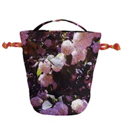 Purple Snowballs Drawstring Bucket Bag by okhismakingart