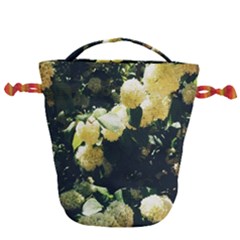 Yellow Snowballs Ii Drawstring Bucket Bag by okhismakingart
