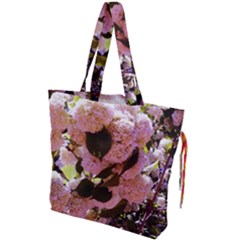Pink Snowballs Drawstring Tote Bag by okhismakingart