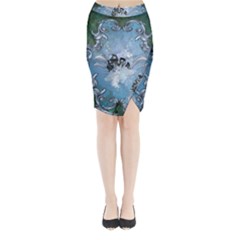 Surfboard With Dolphin Midi Wrap Pencil Skirt by FantasyWorld7