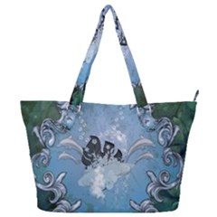 Surfboard With Dolphin Full Print Shoulder Bag by FantasyWorld7