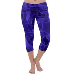 Fractal Blue Star Abstract Capri Yoga Leggings by Pakrebo