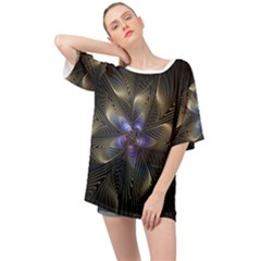Fractal Blue Abstract Fractal Art Oversized Chiffon Top by Pakrebo
