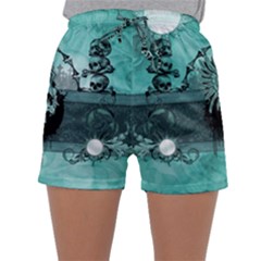 Awesome Skull With Wings Sleepwear Shorts by FantasyWorld7