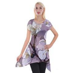 Peach Blossom Seamless Pattern Vector Short Sleeve Side Drop Tunic by Sobalvarro