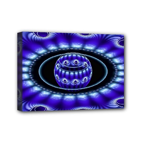 Fractal Blue Sphere 3d Pattern Mini Canvas 7  X 5  (stretched) by Pakrebo