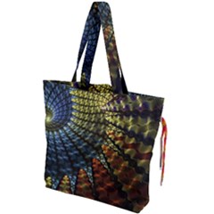 Fractal Spiral Colorful Geometry Drawstring Tote Bag by Pakrebo