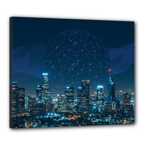 Smart City Communication Network Canvas 24  X 20  (stretched) by Pakrebo