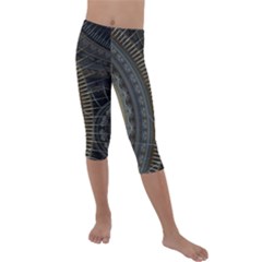 Fractal Spikes Gears Abstract Kids  Lightweight Velour Capri Leggings  by Pakrebo