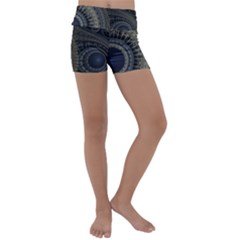 Fractal Spikes Gears Abstract Kids  Lightweight Velour Yoga Shorts by Pakrebo