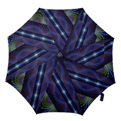 Fractal Blue Lines Colorful Hook Handle Umbrellas (small) by Pakrebo