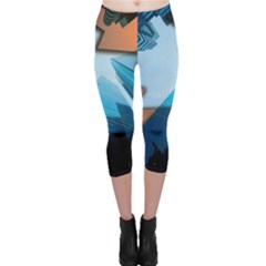 London Skyscraper Lighting Contrast Capri Leggings  by Pakrebo