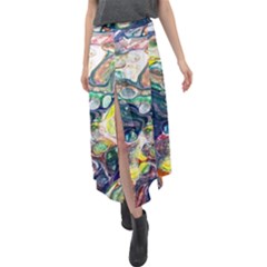 Paint Acrylic Paint Art Colorful Velour Split Maxi Skirt by Pakrebo