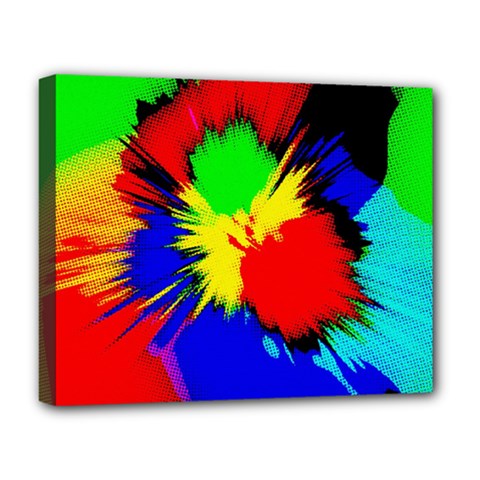 Color Halftone Grid Raster Image Deluxe Canvas 20  X 16  (stretched) by Pakrebo