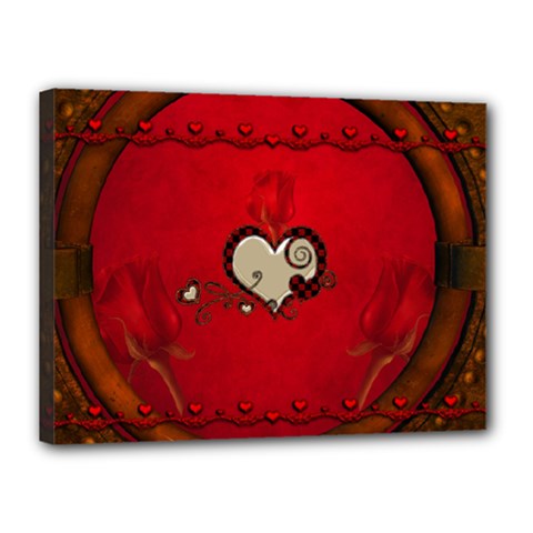 Beautiful Elegant Hearts With Roses Canvas 16  X 12  (stretched) by FantasyWorld7