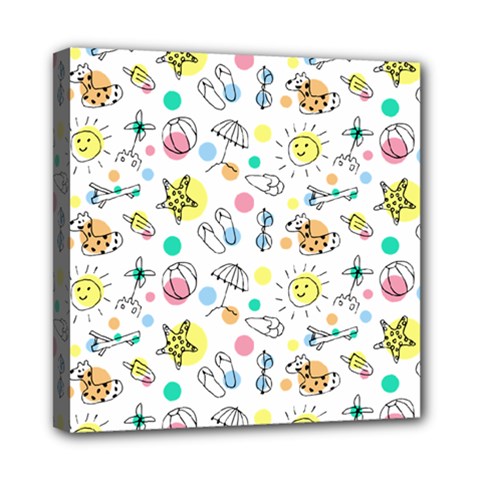 Summer Pattern Design Colorful Mini Canvas 8  X 8  (stretched) by Pakrebo