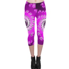 Fractal Pink Spiral Helix Capri Leggings  by Pakrebo
