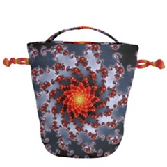 Fractal Spiral Rendering Curve Drawstring Bucket Bag by Pakrebo