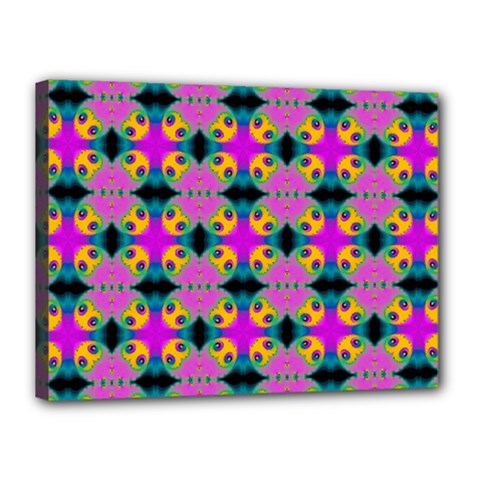 Seamless Wallpaper Pattern Ornament Pink Yellow Canvas 16  X 12  (stretched) by Pakrebo