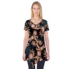 Fractal Pattern Abstraction Short Sleeve Tunic  by Pakrebo