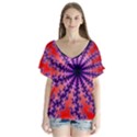 Fractal Abstract Background Spiral V-Neck Flutter Sleeve Top View1
