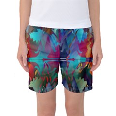 Background Sci Fi Fantasy Colorful Women s Basketball Shorts by Pakrebo