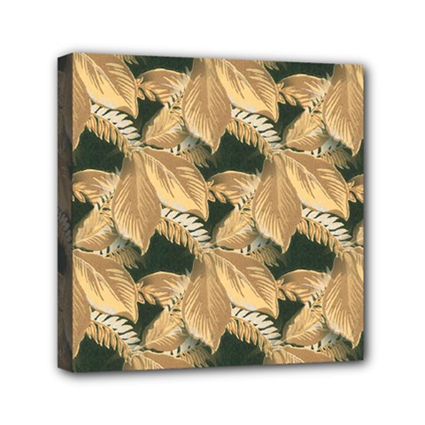 Scrapbook Leaves Decorative Mini Canvas 6  X 6  (stretched) by Pakrebo