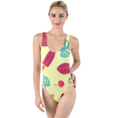 Watermelon Leaves Strawberry High Leg Strappy Swimsuit by HermanTelo