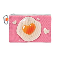 Omelette Heart Pink Valentine Canvas Cosmetic Bag (large) by Bajindul